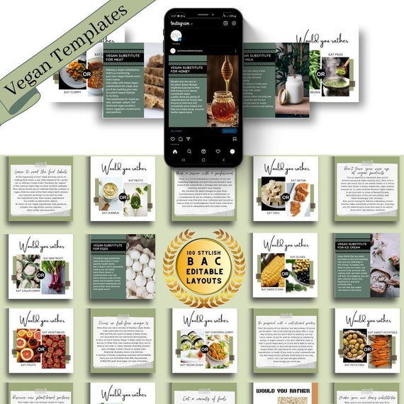 Boost Your Brand with 100 Vegan Templates - Attract Customers Now!