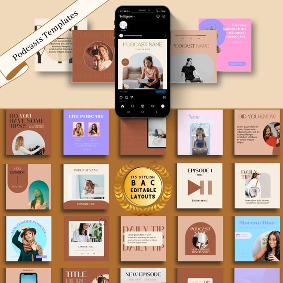 Podcast Template Bundle - Elevate Your Podcast with 175 Customizable Designs