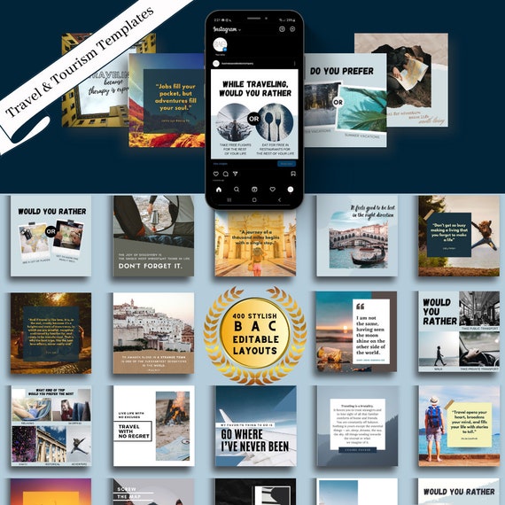 400 Travel & Tourism Customizable Canva Templates!
