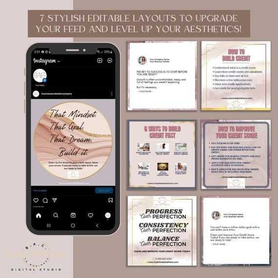 7 Day Social Media Content Templates | Elevate Your Business on FB & IG