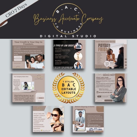 7 Day Credit Repair Social Media Content Templates #35| Elevate Your Business on FB & IG