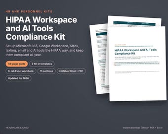 HIPAA Compliance Kit for Google Workspace, Care Agency AI Policy Template, BAA Tracker, Gmail and Drive Security Checklist