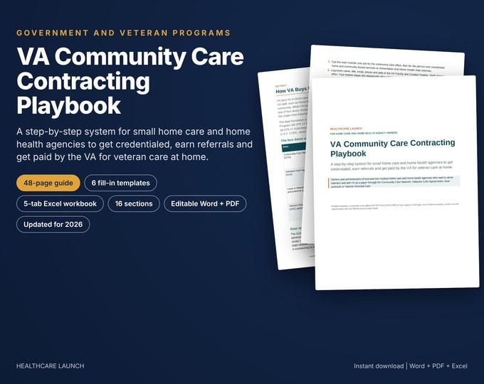 VA Community Care Playbook, Home Care Agency VA Contract Guide, Veterans Care Agreement, Home Health Business, SAM Registration