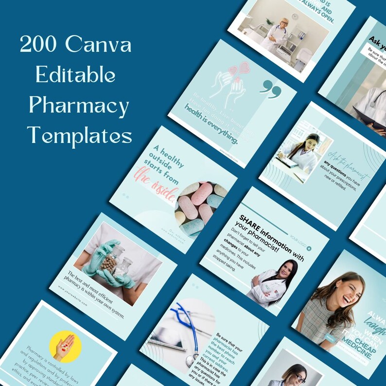 200 Pharmacy Template Bundle Resources for Pharmacist, Entrepreneurs, Influencers, and Small
