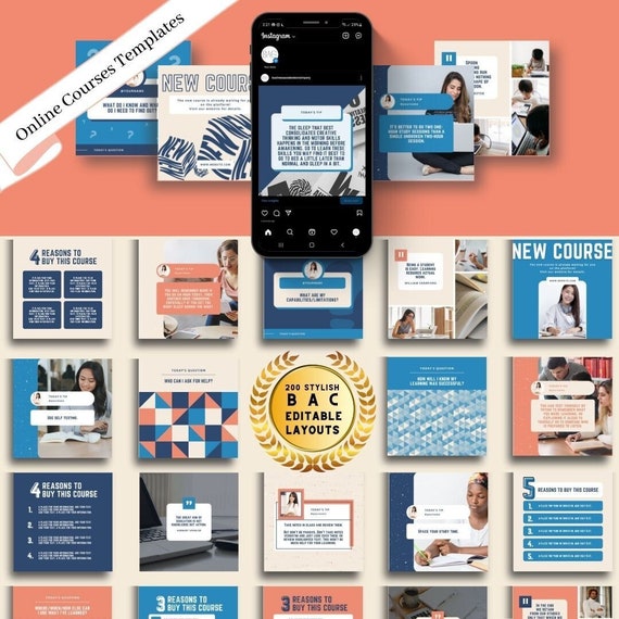200 Online Courses Template Bundle | Elevate Your Social Presence