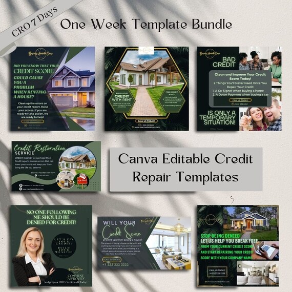 7 Day Credit Repair Social Media Content Templates #36| Elevate Your Business on FB & IG