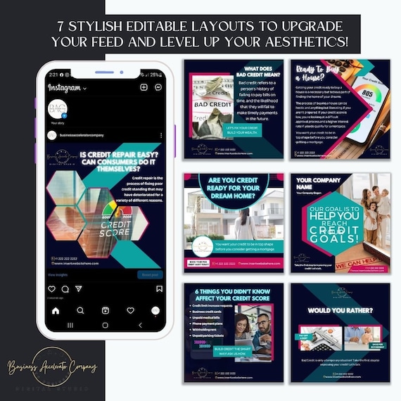 7 Day Credit Repair Social Media Content Templates#39| Elevate Your Business on FB & IG