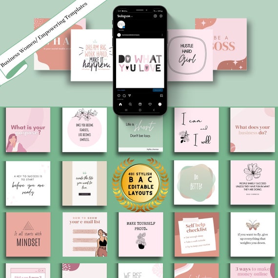 401 Woman Empowerment Customizable Canva Templates for Social Media to Empower Your Business and Inspire as a Woman