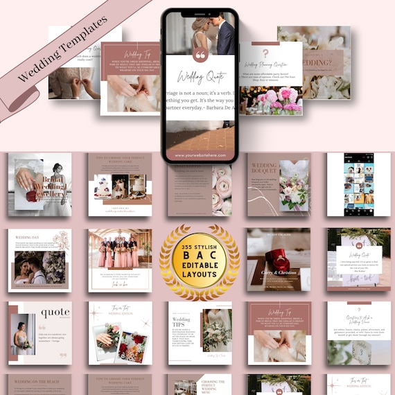 355 Wedding Planner Customizable Canva Templates for Social Media to Empower Your Business and Inspire Clients