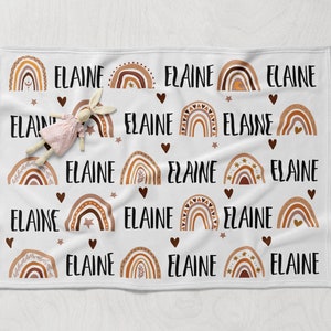 Boho Rainbow Personalized Baby Blanket With Name | Custom Baby Blanket | Newborn Baby Gift | Baby Shower Gift For Girl | Stroller Blanket