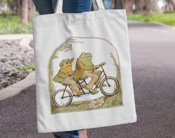 Frog and Toad Tote Bag, Cottage core Tote Bag, Aesthetic Tote Bag, Vintage Classic Book Tote Bag, Gift for Friend, Frog Tote Bag, Book Lover