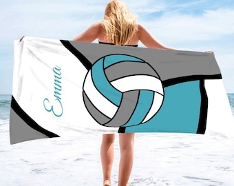 Custom Volleyball Team Towel, Personalized Team Gift, Graduation Gift, Sport Beach Towel, Custom Pool Towel, Birthday Gift, Vacation Gift