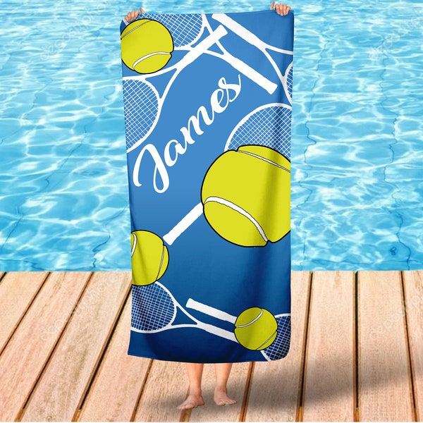 Tennis Beach Towel,Custom Golf Player Beach Towels, Tennis Name Beach Towel ,Custom Beach Towel for Tennis Lovers, Custom Sports Beach Towel