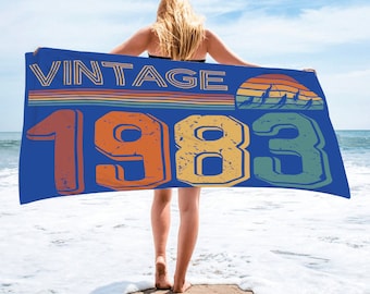 Custom Birthday Beach Towels, Beach Towel,Gift for Mom Name Towel, Bachelorette Party,Birthday Gifts Ideas,Custom Age Birthday Beach Towel