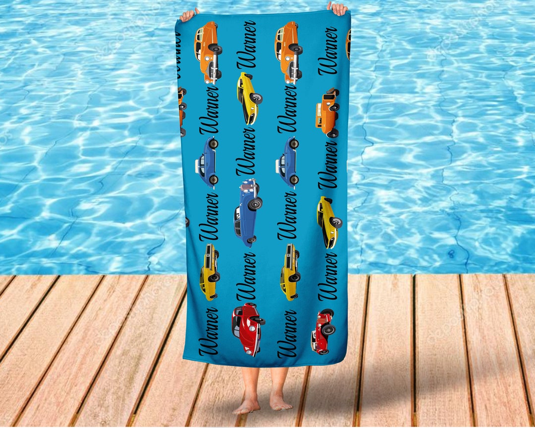 Car Themed Towel,little Cars Personalized Beach Towel,custom Car Swim ...