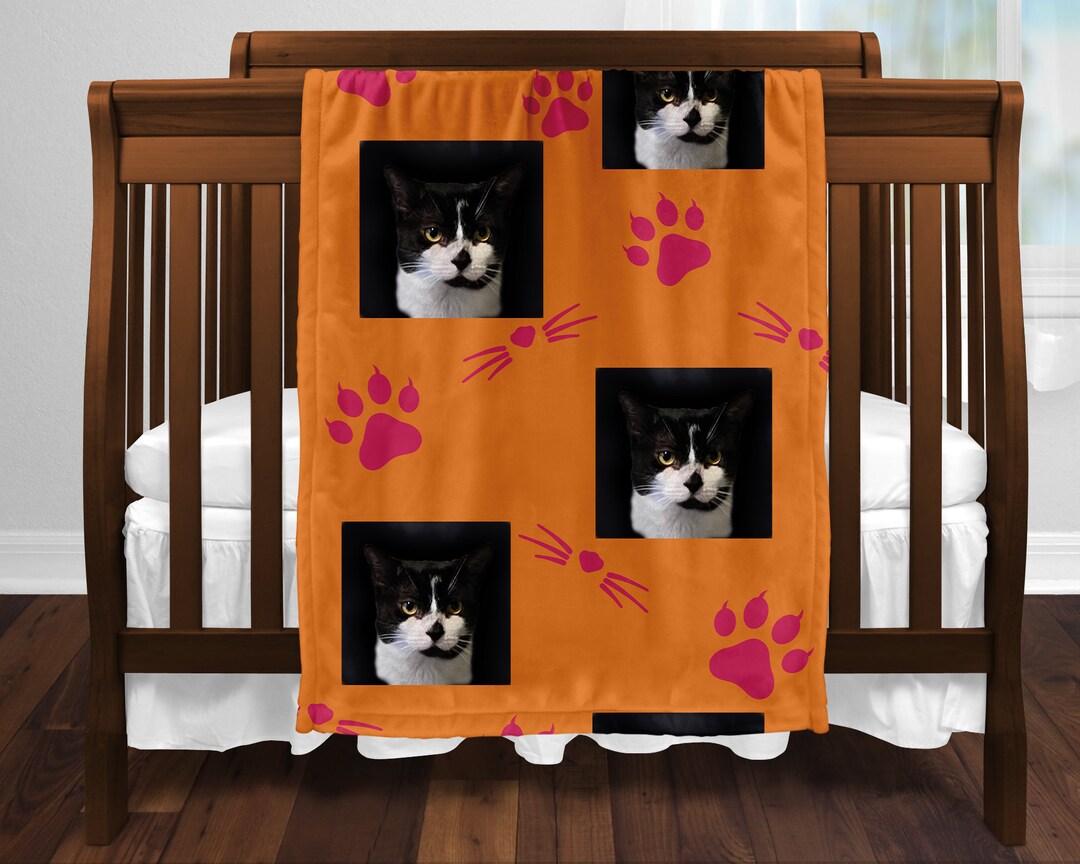 Personalized Name Blanket, Pet Picture Blanket,cat Name Initial Customizable Soft Blanket,minky