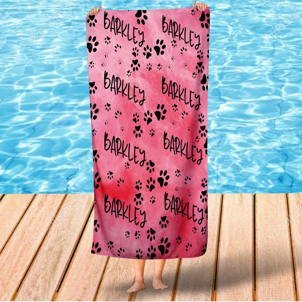 Custom Beach Towel, Personalized Pet Beach Towel with Pet Name,Pet Name Custom towel Gift, Custom Towels,Dog Name Towel, Cat Beach Towel