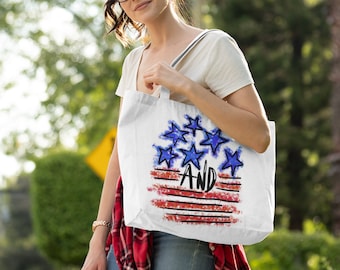 4th July Party Gift Totes, USA Tote Bag, 4th of July Bag, Happy 4th of July Tote Bag, Patriotic Gift Bag, Canvas Tote Bag, Party Gift Bag,