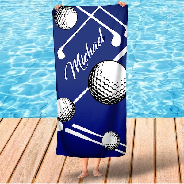 Golf Beach Towel-Custom Golf Player Beach Towels - Personalized Gift for Golf Lovers-Dad Golf Beach Towel with Name - Custom Golf Gifts