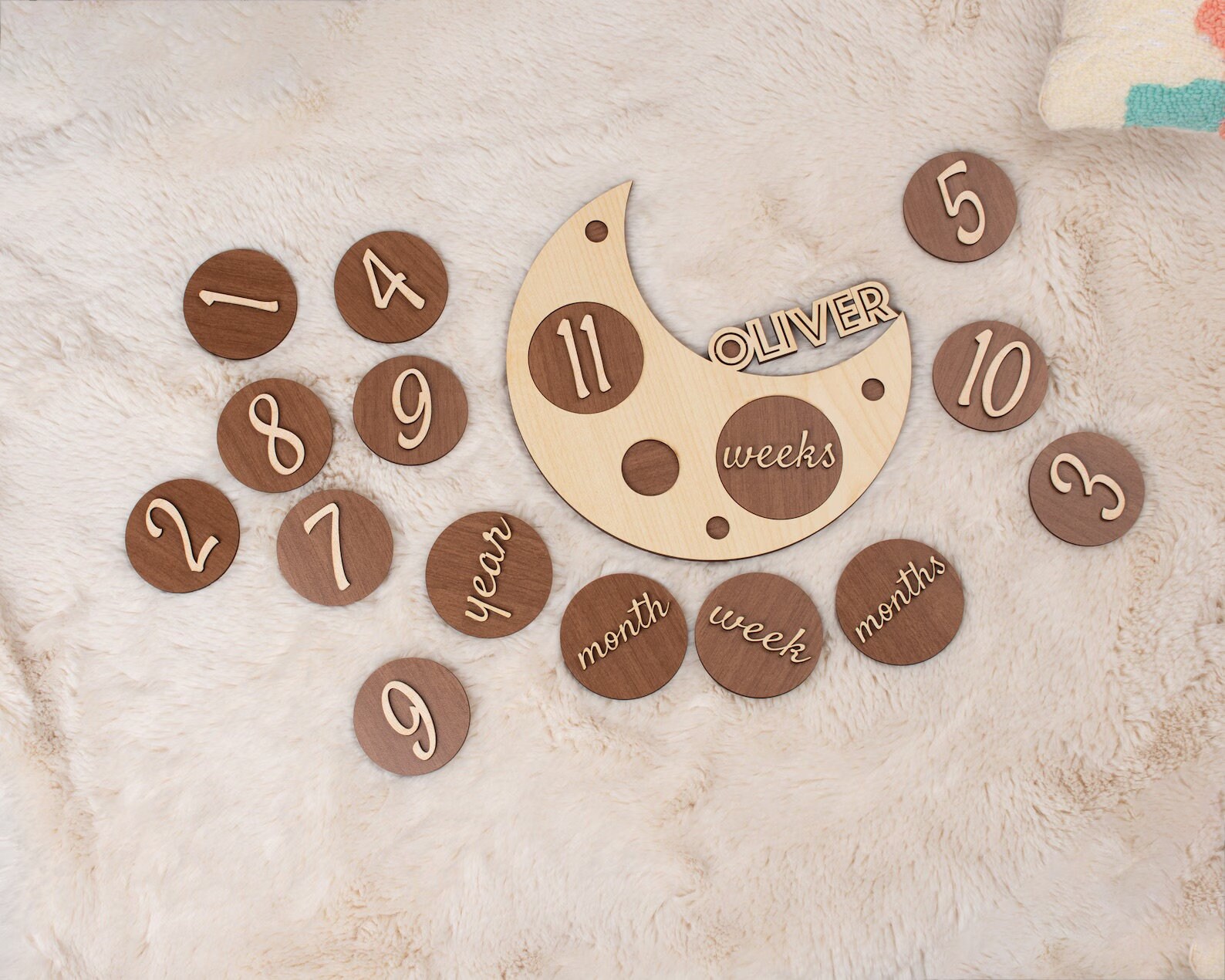 Wooden Monthly Milestone Baby Disc Baby Milestone Cards Monthly ...