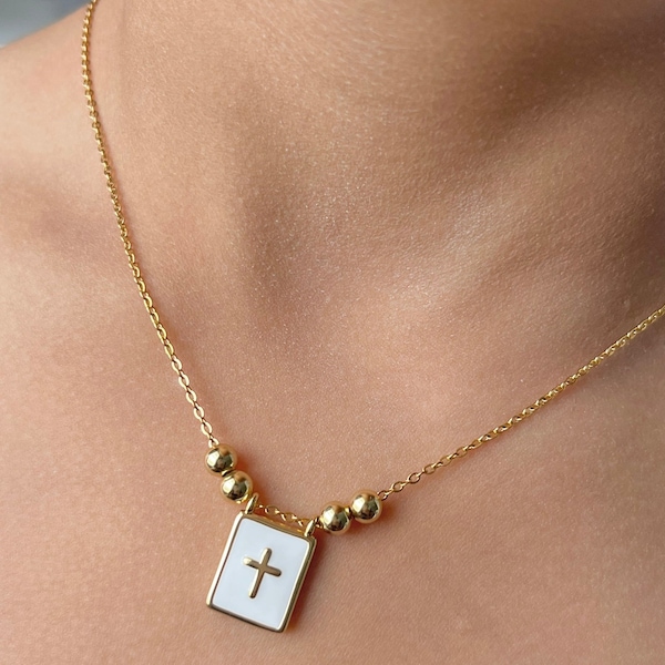 White gold scapular necklace clearance
