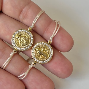 Saint benedict bracelet, Protection St benedict medal, San Benito charm bracelet, catholic bracelet, religious jewelry, gift for her.