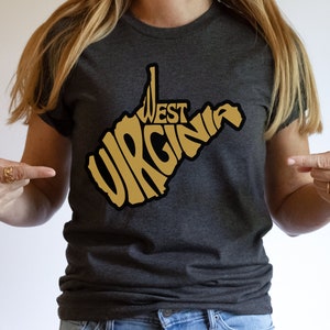 West Virginia Shirt, State Shirt, West Virginia, State Outline, Retro Lettering, Bubble Letters, Mountain State, Charleston, WV, Marshall