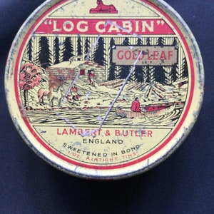 Rare Vintage Lambert & Butler Log Cabin Gold Leaf Round Tin