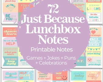 Printable Lunchbox Notes for Boys and Girls Just Because, Fruit, Veggie and School Puns and Jokes for Kids Lunch Boxes, Instant Download