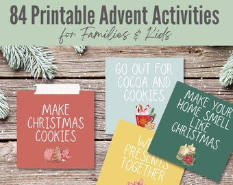 Printable Kids Advent Activity for Families, DIY Kids Advent Calendar, Christmas Countdown Calendar Activities, Instant Download