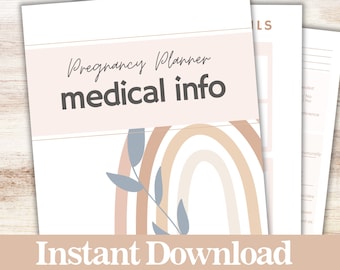 Medical Information Planner for Pregnant Moms, Printable Birth Plan for First Time and Expecting Moms, Prenatal Appointment Tracker