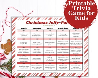 Printable Christmas Trivia Questions for Kids, Fun Holiday Trivia Game for Family or School Party, Christmas Activity Instant Download