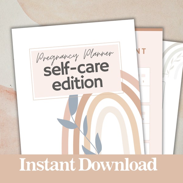 Self-Care Pregnancy Planner for the Mom to Be, Printable Rainbow Health Planner for First Time and Expecting Moms, 16 Pages