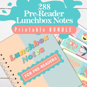 Notes de boîte à lunch imprimables pour les garçons et les filles d'âge préscolaire et de la maternelle, ensemble de notes de boîte à lunch pour les enfants pré-lecteurs, téléchargement immédiat