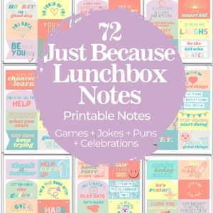 Notas imprimibles de la lonchera para niños y niñas Sólo porque sí, juegos de palabras y chistes de frutas, verduras y escolares para loncheras para niños, Descarga instantánea