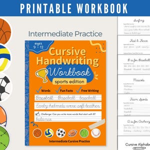 Cursive Handwriting Practice Worksheets for Kids Sorts Edition, Printable Cursive Alphabet Letter Tracing, 59 Pages of Cursive Writing