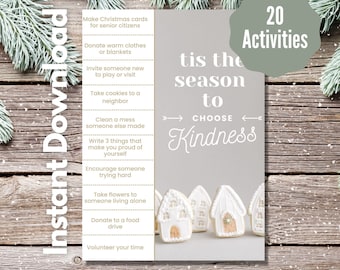 Printable Advent Activities for Kids, Fun Tear-Off Christmas Activities to Choose Kindness and Gratitude, Instant Download