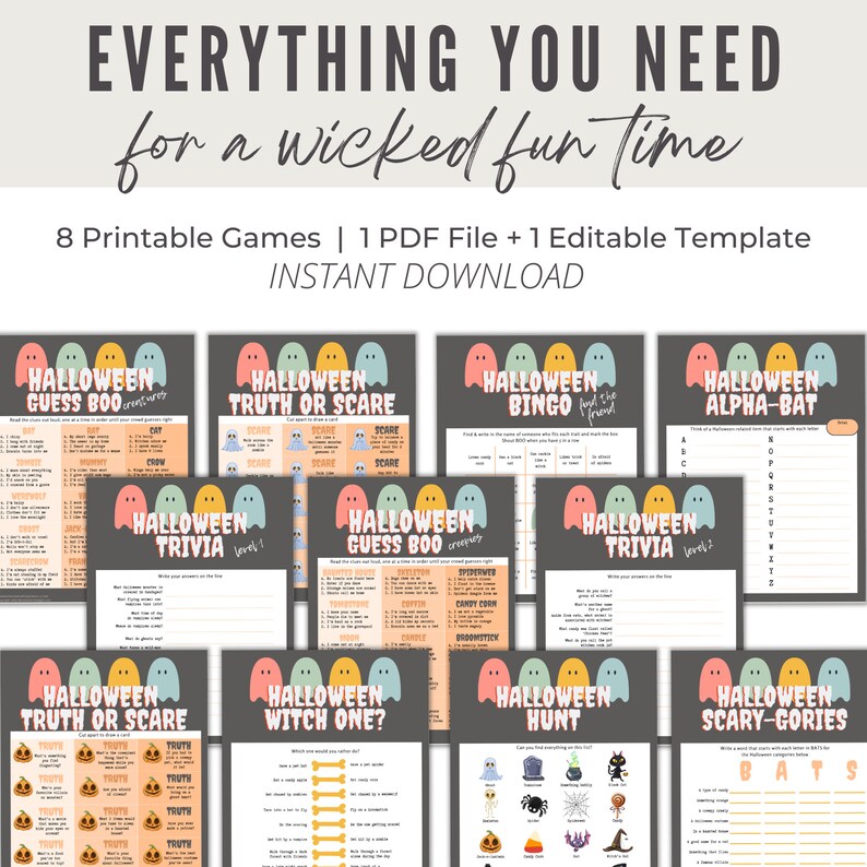 Printable halloween game bundle from Marker Moments