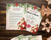 Letters from Santa and Elf, Nice List Certificate, Personalized Vintage Santa Claus Letter Set, Printable Christmas Canva Templates