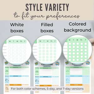 Kids Morning Routine Chart Style Options