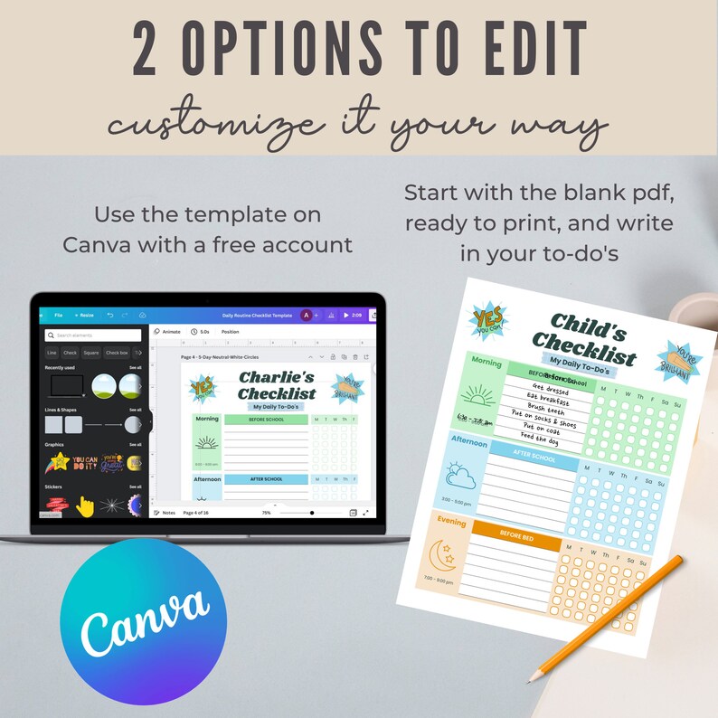 Kids Morning Routine Chart Ways to Edit