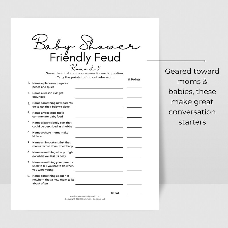 Printable Baby Shower Trivia Game Friendly Feud Baby Sprinkle Etsy