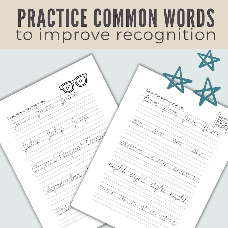 Printable Cursive handwriting workbook for kids by Marker Moments