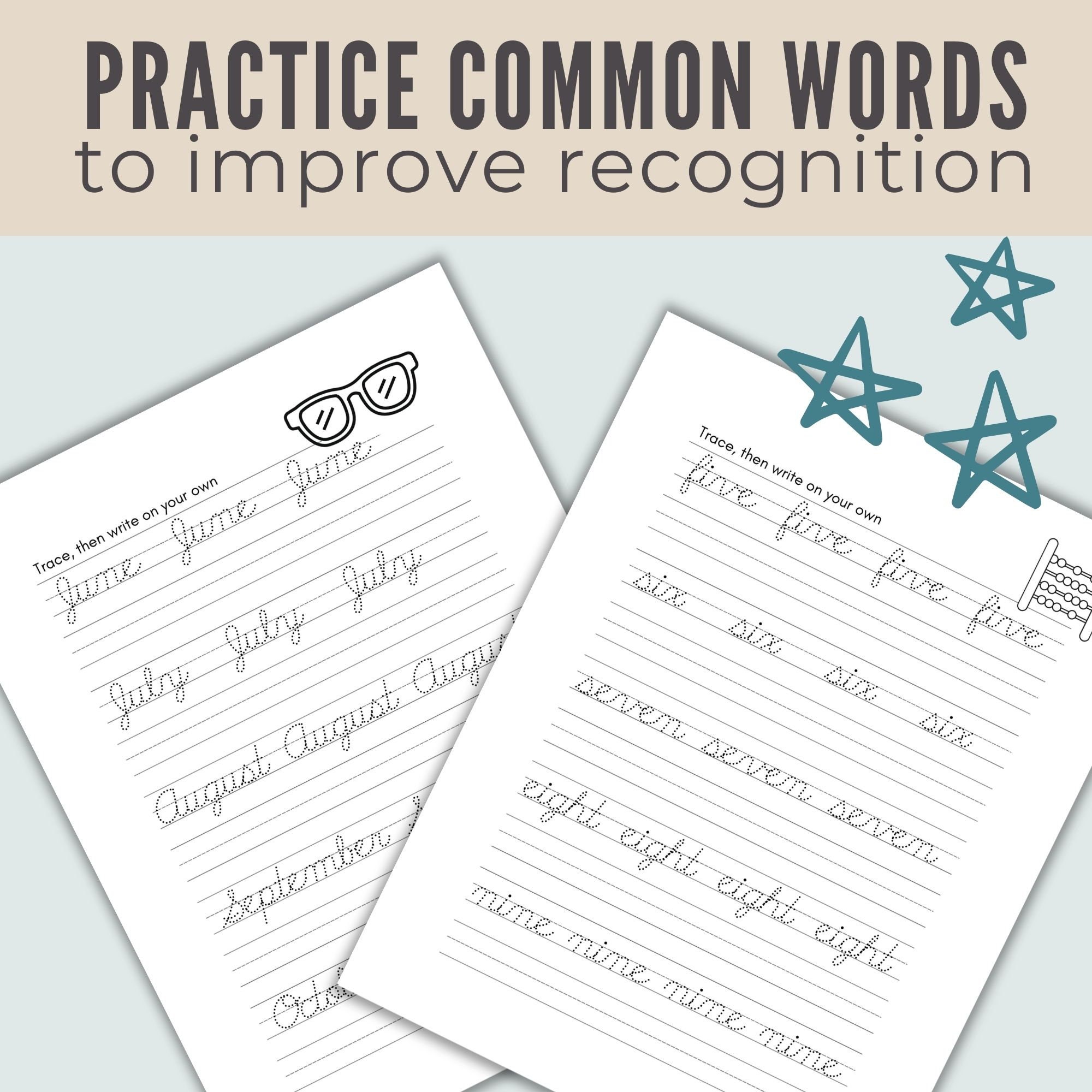 Cursive Lettering Practice Workbook for Kids 8 to 12, Printable Cursive ...