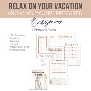 Printable pregnancy planner from Marker Moments featuring the Babymoon section