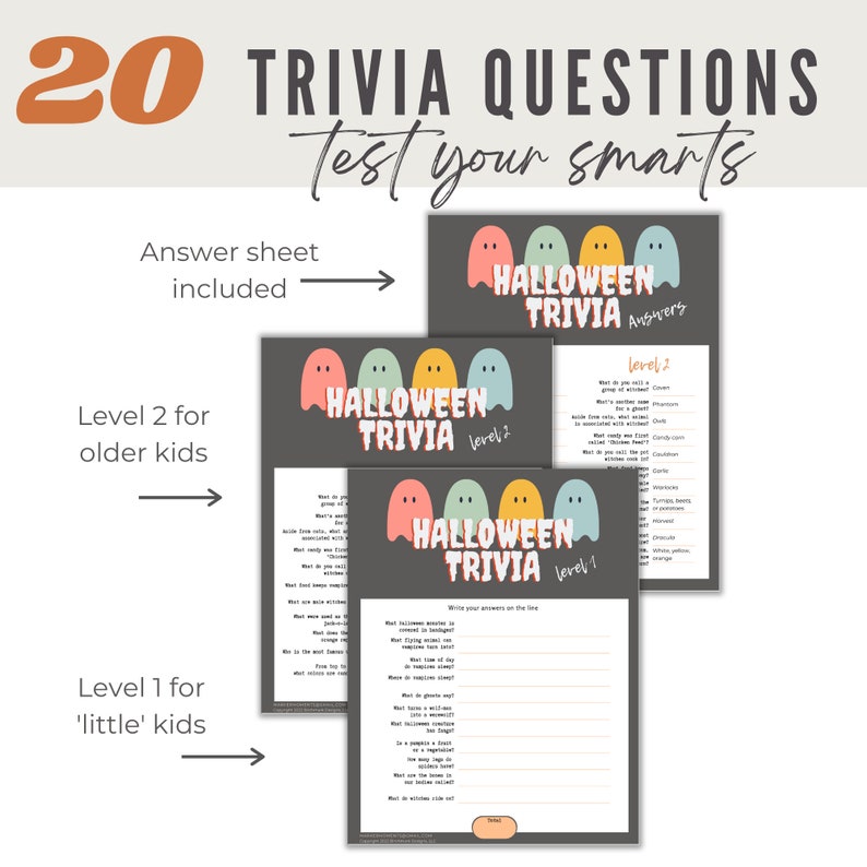 Halloween trivia game from marker moments
