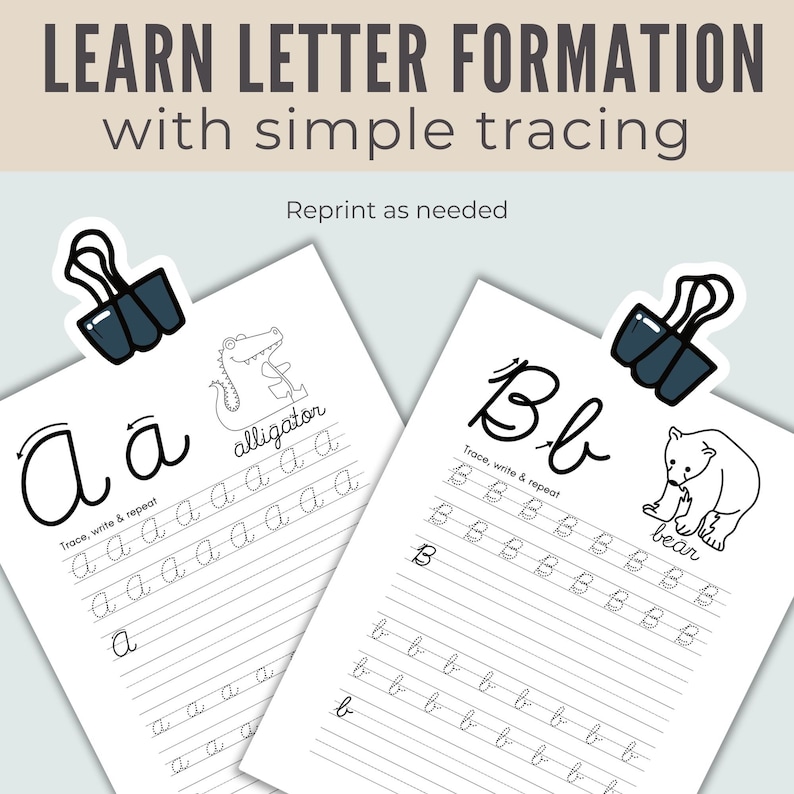 Printable Cursive handwriting workbook for kids by Marker Moments