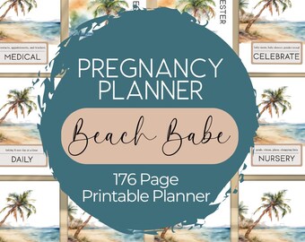 Beach Babe Printable Pregnancy Planner Bundle for the Mom to Be