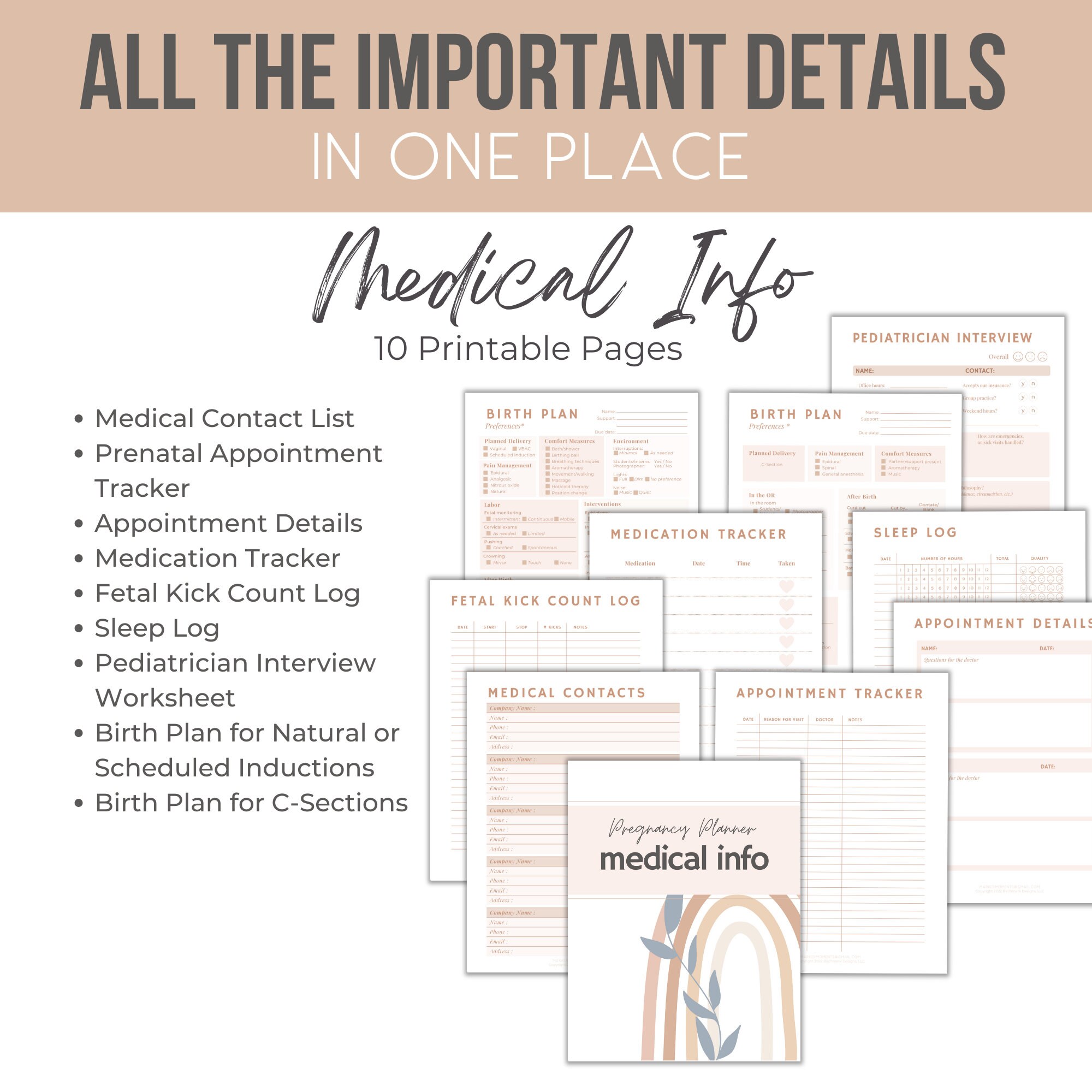Printable Pregnancy Journal Bundle for the Mom to Be, Planner for First ...