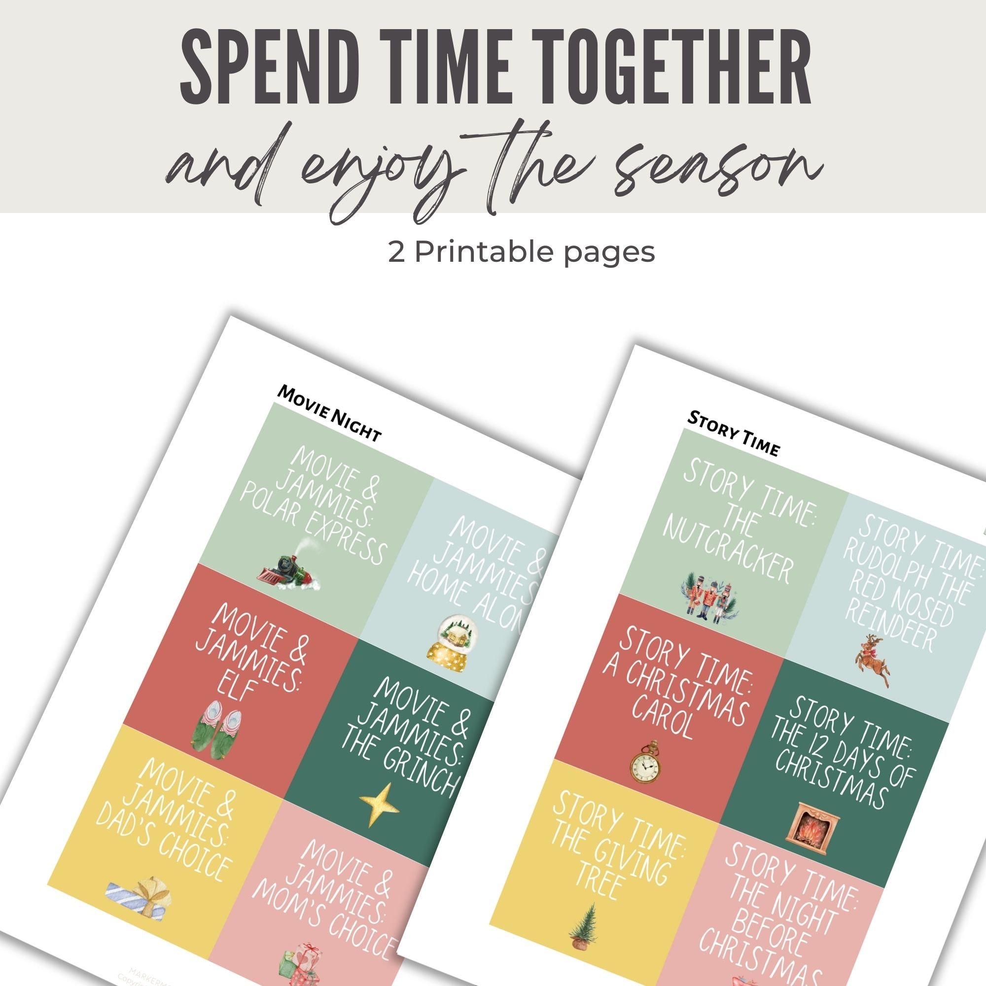 Printable Kids Advent Activity for Families, DIY Kids Advent Calendar ...